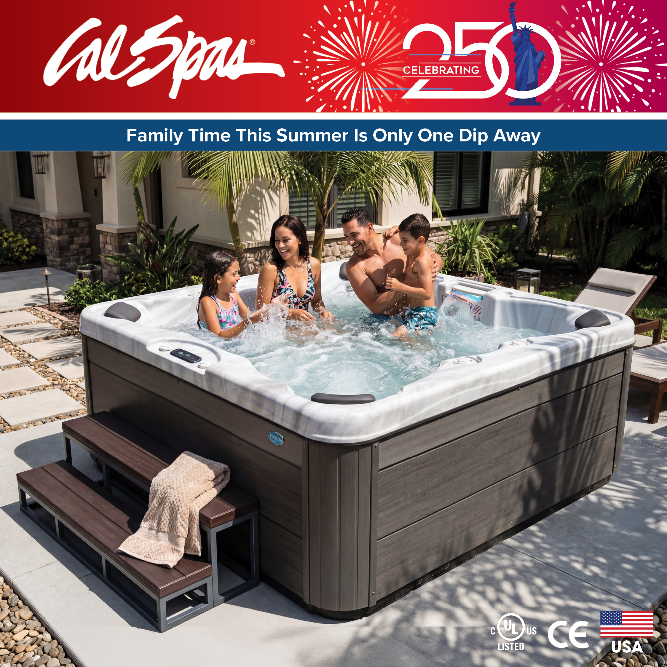 Calspas hot tub being used in a family setting - Yuba City